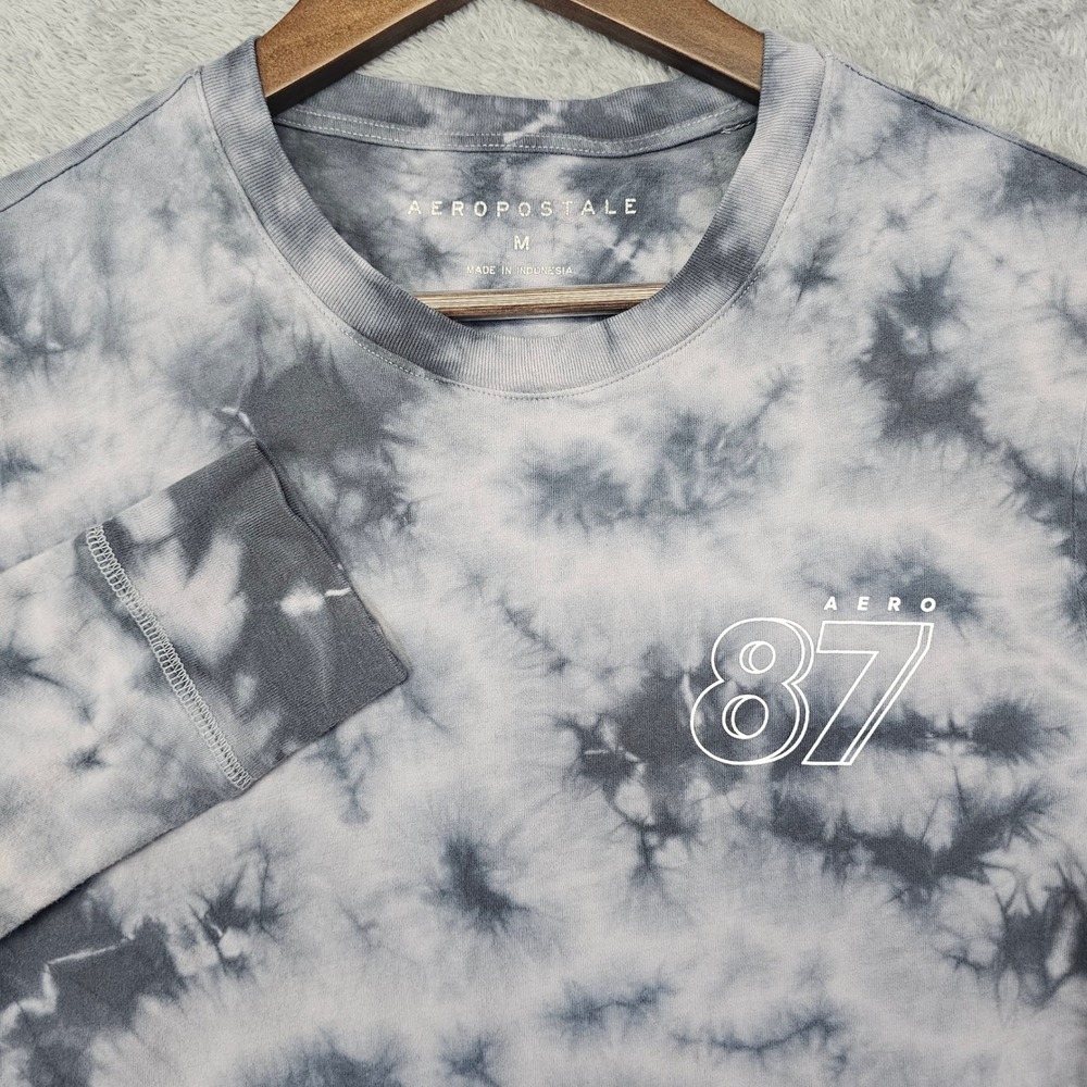 Aeropostale Mens Medium Grey Tie Dye Long Sleeve Graphic Tee Aero 87 New‎ York - Picture 4 of 7